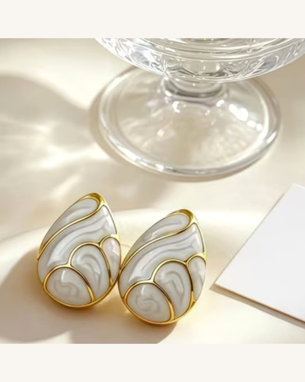 Aretes Gota Blanca Marmolada