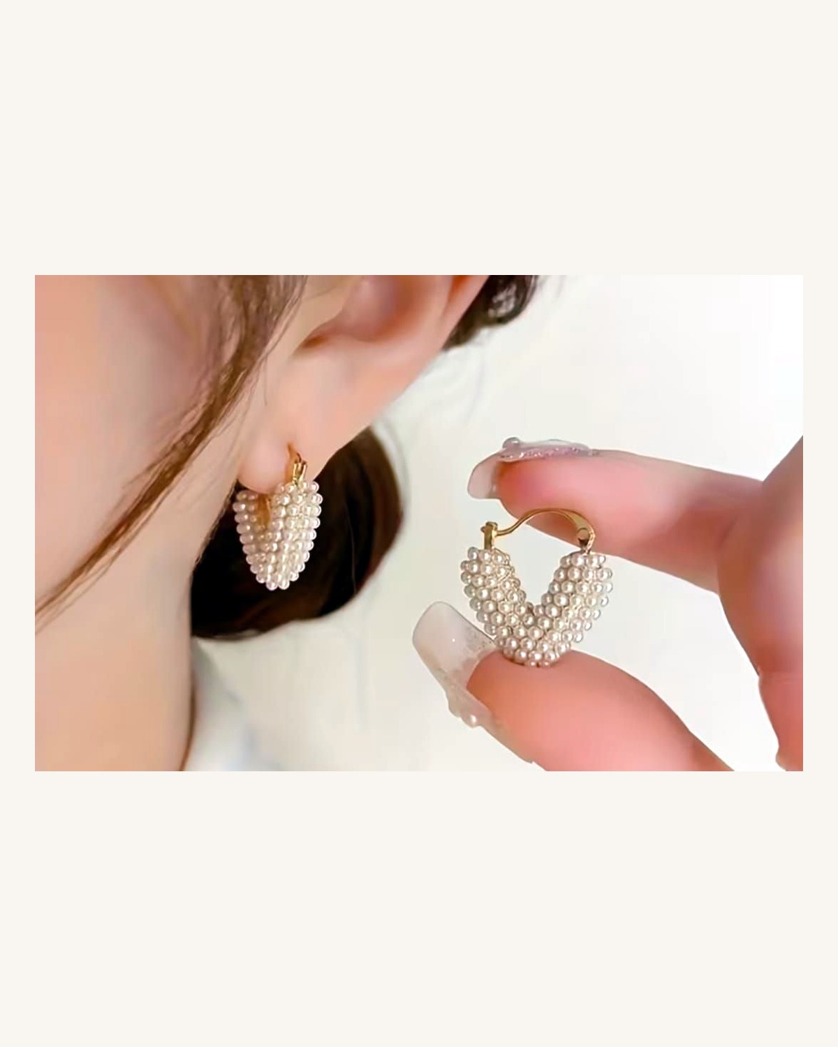 Aretes Corazón Perlas